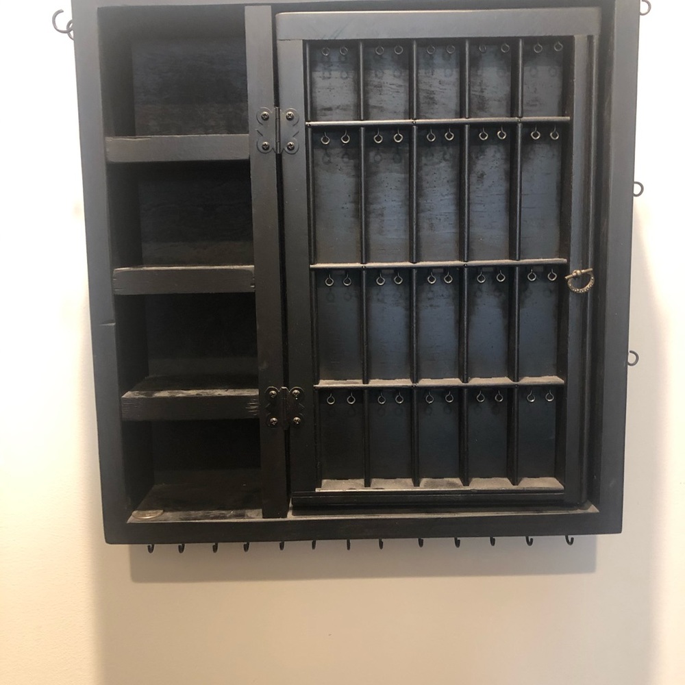 Wall hanging jewelry storage. Hand made.